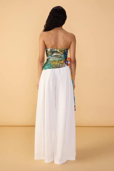 Saaksha & Kinni Solid White Saylor Palazzo 