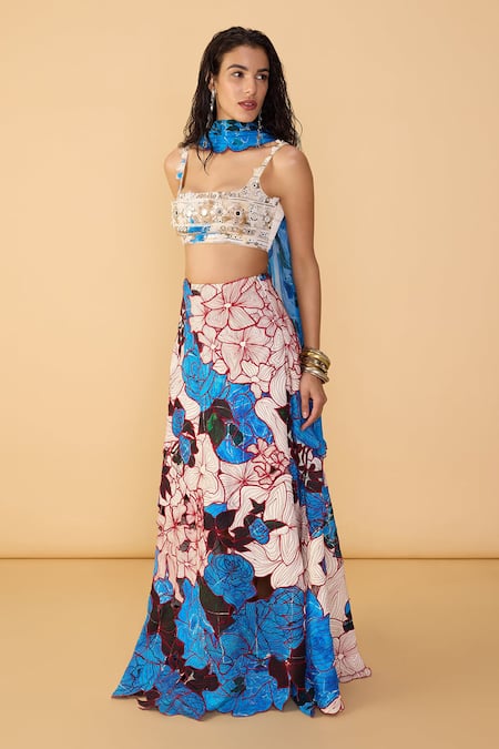 Saaksha & Kinni Multi Color Satin, Cotton, Silk Mirrors, Tassels, Embroidery Malaika Bustier Online at Aza Fashions Saaksha & Kinni_Multi Color Satin, Cotton, Silk Mirrors, Tassels, Embroidery Malaika Bustier _Online_at_Aza_Fashions