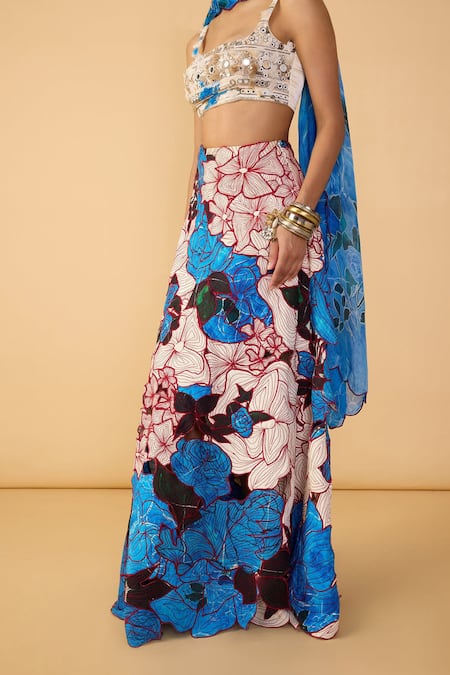 Buy_Saaksha & Kinni_Chiffon Rose Scallop Dupatta _Online_at_Aza_Fashions