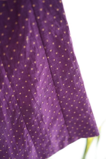 Shop_Snuggleme_Purple Chanderi Beads Lotus Pattern Top With Pant _Online_at_Aza_Fashions