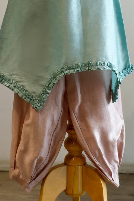 Buy Snuggleme Blue Chanderi Embroidery, Chains Floral Kurta With Dhoti Pant Online at Aza Fashions Buy_Snuggleme_Blue Chanderi Embroidery, Chains Floral Kurta With Dhoti Pant _Online_at_Aza_Fashions