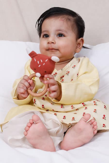 Snuggleme Rose Bud Embroidered Angrakha Kurta & Dhoti Pant Set 