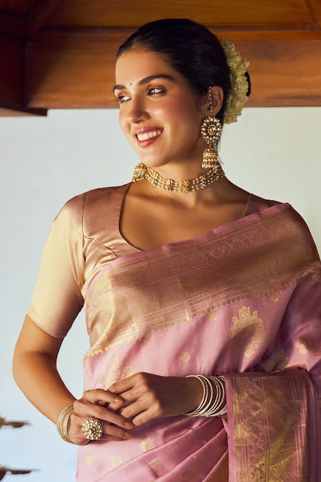 MAISARA JEWELRY Gold Plated Floral Kundan Jadau Jhumkas Online at Aza Fashions MAISARA JEWELRY_Gold Plated Floral Kundan Jadau Jhumkas _Online_at_Aza_Fashions