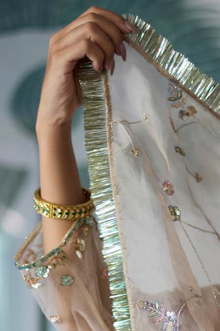 MAISARA JEWELRY Green Stones Leaf Carved Bangles - Set Of 2 Online at Aza Fashions MAISARA JEWELRY_Green Stones Leaf Carved Bangles - Set Of 2 _Online_at_Aza_Fashions