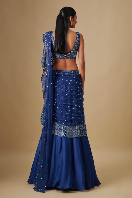 Asaga Oceana Embroidered Pre-Draped saree with zentangle blouse 