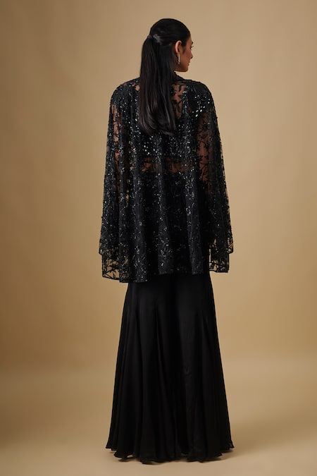 Asaga Embroidered Cape Sharara Set 