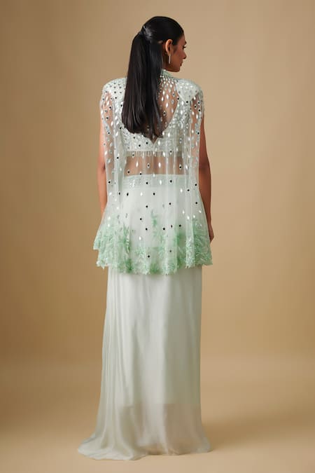 Asaga Marlowe Embroidered Cape Skirt Set 