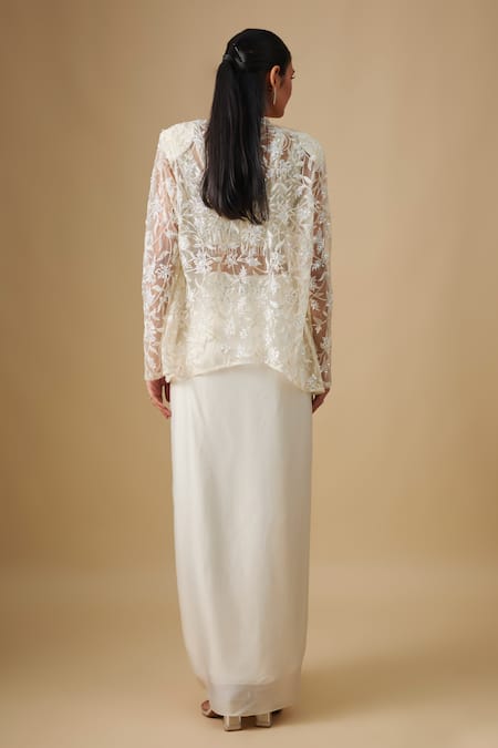 Asaga Waverly Embroidered Cape Skirt Set 