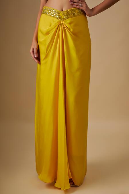 Buy Asaga Yellow Satin, Organza, Tulle, Crepe Mirrors V-neck, Mistral Work Cape Skirt Set Online at Aza Fashions Buy_Asaga_Yellow Satin, Organza, Tulle, Crepe Mirrors V-neck, Mistral Work Cape Skirt Set _Online_at_Aza_Fashions