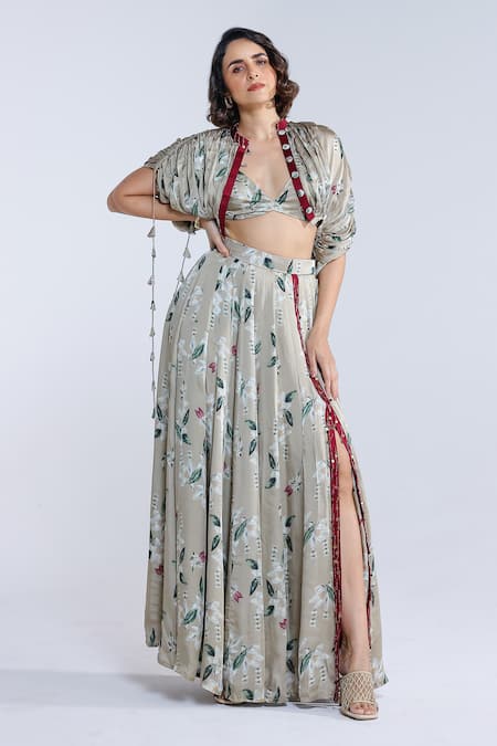 Studio Surbhi Floral Pattern Jacket & Skirt Set 