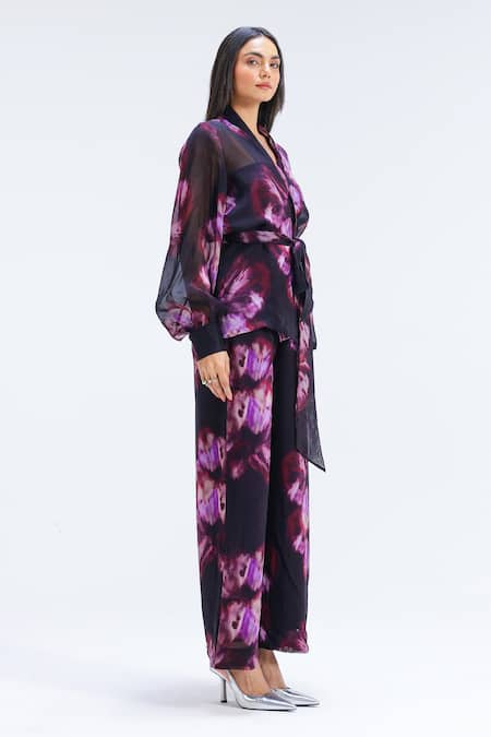 Studio Surbhi Flower Pattern Jacket Shirt & Pant Set 