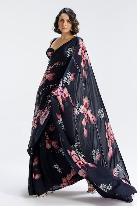 Studio Surbhi Flower Pattern Pre-Draped Saree With Bustier 
