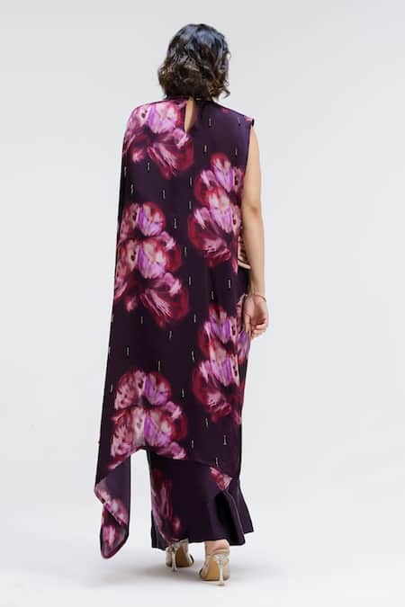 Studio Surbhi Flora Print Saree Gown With Belt 