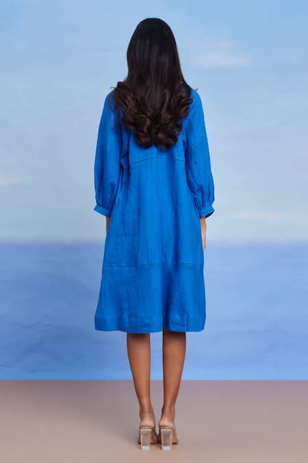 Saphed Santorini Linen Lace Panelled Dress 