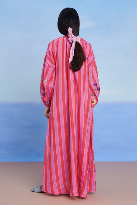 Saphed Amalfi Linen Puff Sleeves Dress 