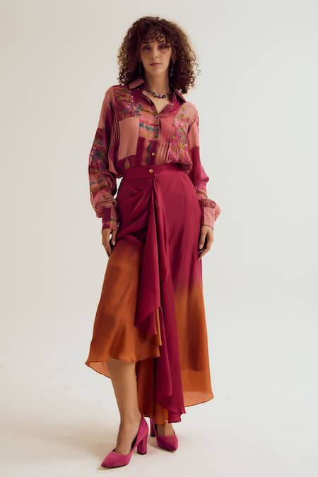 Capisvirleo Pink Silk Vinca Skirt 