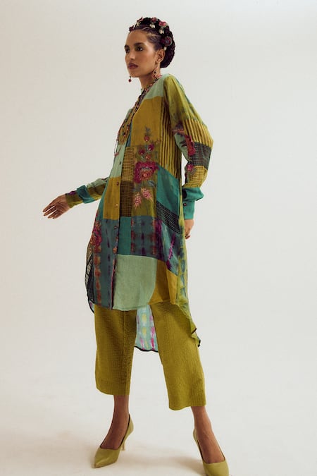 Capisvirleo Green Cotton Shrubrose Pant 