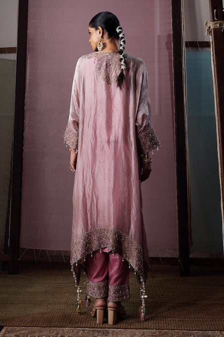 Nabo Paisley Embroidered Kaftan & Pant Set 
