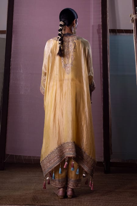 Nabo Floral Embroidered Kaftan With Pant 