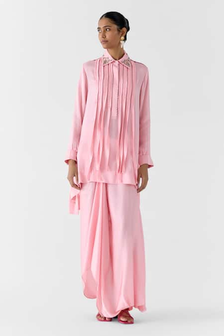 Studio Rigu Moonstone Asymmetric Shirt With Knot Skirt 