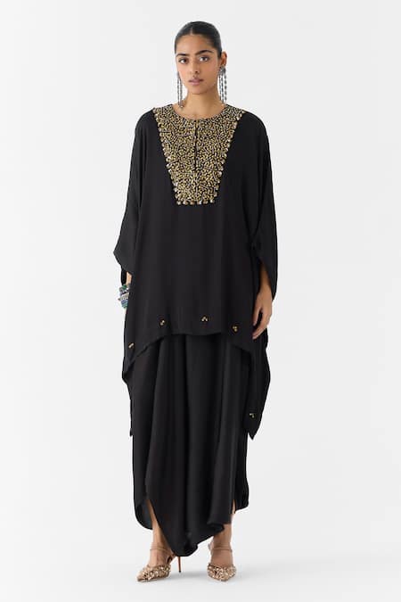 Studio Rigu Onyx Embroidered Kimono & Knot Skirt Set 