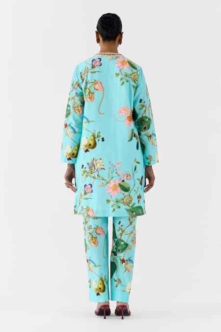 Studio Rigu Blue Blossom Stonework Kurta & Pant Set 