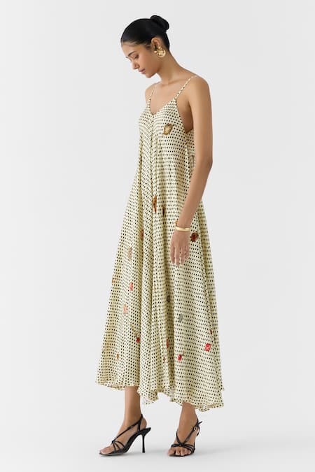 Studio Rigu Pearl Polka Dot Strappy Dress 