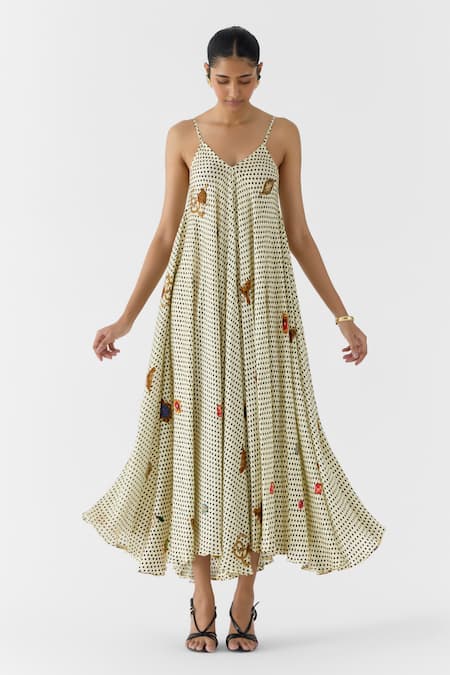 Studio Rigu Pearl Polka Dot Strappy Dress 