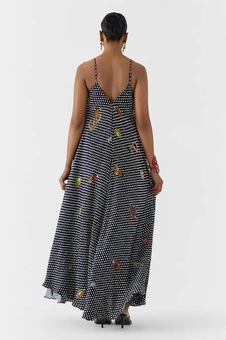 Studio Rigu Onyx Polka Dot Strappy Dress 