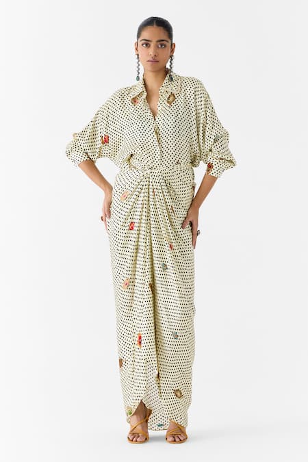 Studio Rigu Pearl Polka Dot Shirt Dress 