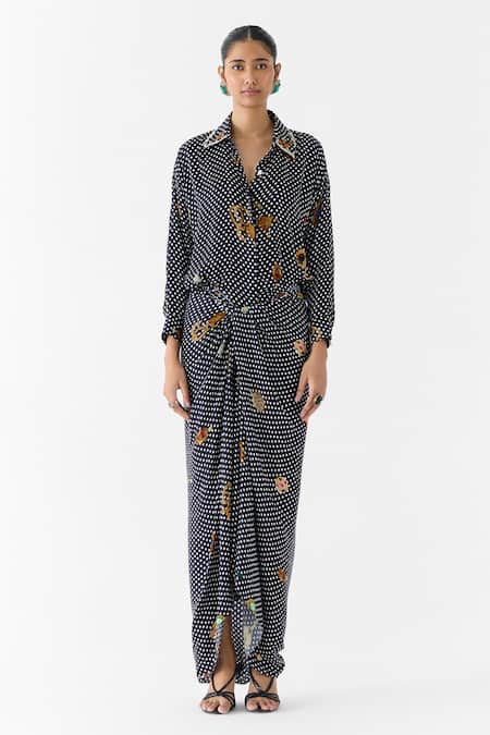 Studio Rigu Onyx Polka Dot Shirt Dress 