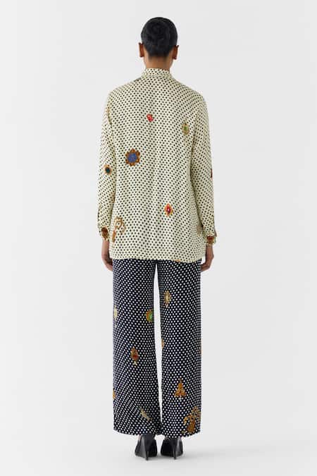 Studio Rigu Pearl Polka Dot Knot Shirt & Onyx Polka Pant Set 