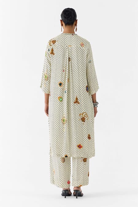 Studio Rigu Pearl Polka Dot Straight Kurta & Pant Set 