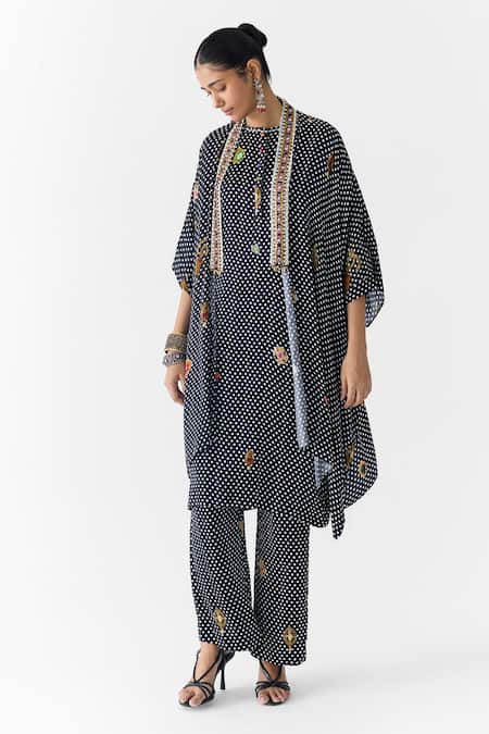 Studio Rigu Onyx Polka Dot Straight Kurta & Pant Set 