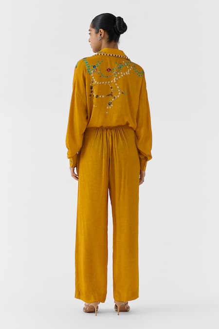 Studio Rigu Mustard Maharani Shirt & Pant Set 