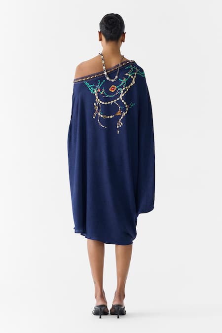 Studio Rigu Navy Maharani Draped Dress & Skirt Set 