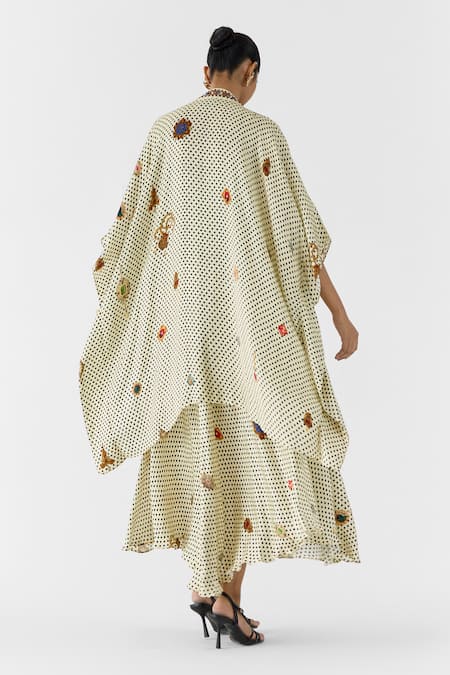 Studio Rigu Pearl Polka Dot Strappy Dress & Cape Set 