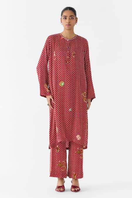 Studio Rigu Quartz Polka Dot Straight Kurta & Pant Set 