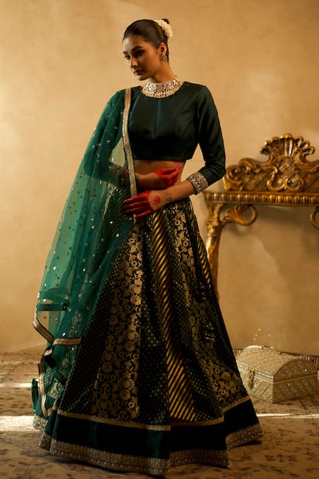 Libas Cafe by Nidhi & Ashish Woven Multi-Pattern Banarasi Lehenga Set 