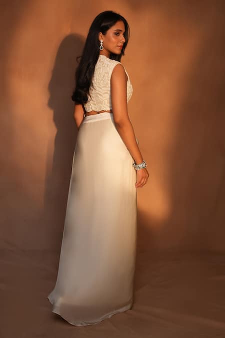 Ashutosh Joshi Abstract Embroidered Bustier & Skirt Set 