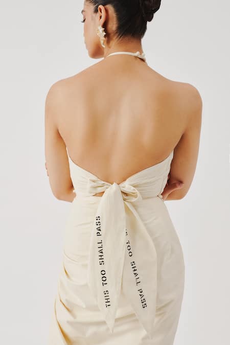 Buy Aroka White Ruched Muslin Plain Halter Neck Lucid Top Online at Aza Fashions Buy_Aroka_White Ruched Muslin Plain Halter Neck Lucid Top _Online_at_Aza_Fashions