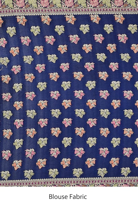 Buy_Naintara Bajaj_Blue Silk Zari Floral Woven Pattern Saree With Running Blouse _Online_at_Aza_Fashions