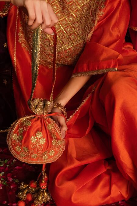 Shop_saina kapoor_Fuchsia Chanderi Gota Patti, Embroidery, Tassels Anura Choga Kurta And Salwar Set _Online_at_Aza_Fashions