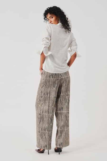 Aroka White Modal Satin Twist Shirt 