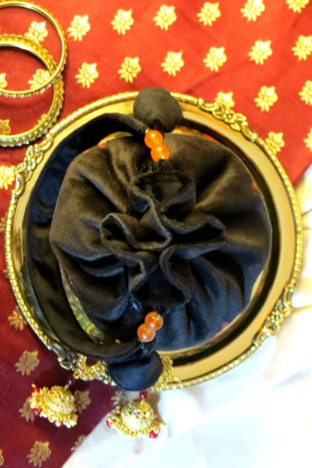 Mid July Home Handcrafted Midnight Bloom Potli Bag 