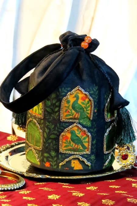 Mid July Home Hand Embroidered Jharokha Majesty Potli Bag 