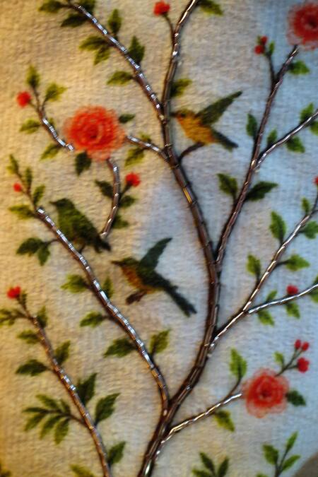 Mid July Home_Ivory Beads, Embroidery, Tassels Floral Pattern Potli Bag _Online_at_Aza_Fashions