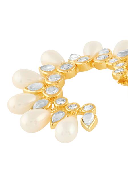 Buy Isharya Gold Plated Pearls, Stones Paradise Dew Hoop Earrings Online at Aza Fashions Buy_Isharya_Gold Plated Pearls, Stones Paradise Dew Hoop Earrings _Online_at_Aza_Fashions