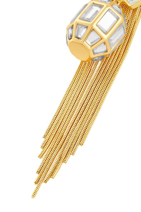 Buy_Isharya_Gold Plated Mirrors, Tassels Bombay Deco Earrings _Online_at_Aza_Fashions