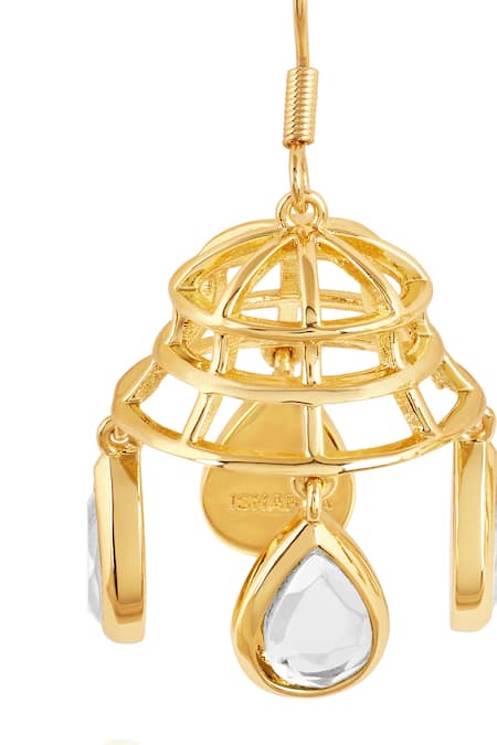 Buy_Isharya_Gold Plated Mirrors Ayaana Bell Dangling Earrings_Online_at_Aza_Fashions